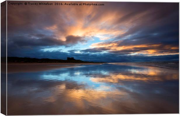 Reflections at Bamburgh Canvas Print by Tracey Whitefoot