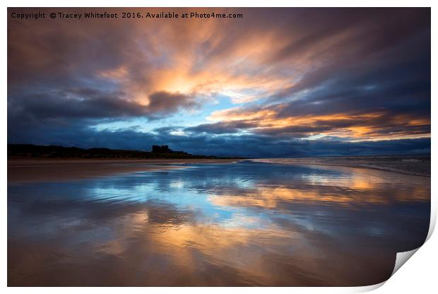 Reflections at Bamburgh Print by Tracey Whitefoot