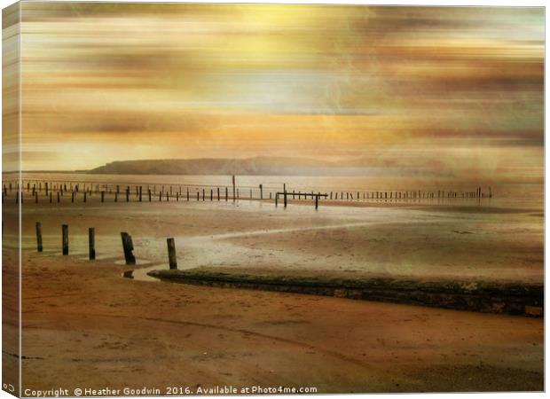Shoreline of Sandbay, Somerset. Canvas Print by Heather Goodwin