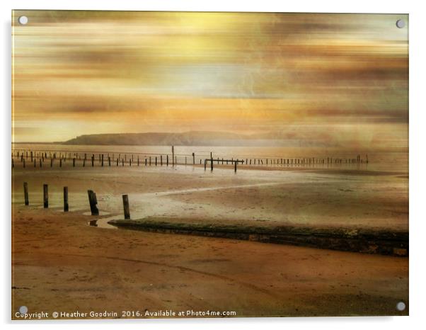 Shoreline of Sandbay, Somerset. Acrylic by Heather Goodwin