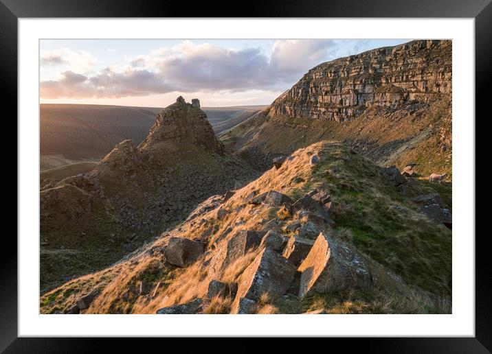 Alport Castles Ridge Sunset  Framed Mounted Print by James Grant