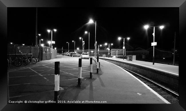 Railway Station in Black & White Framed Print by christopher griffiths