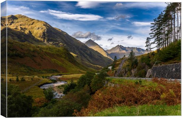 Glen Shiel and the Five Sisters of Kintail Canvas Print by Nick Rowland
