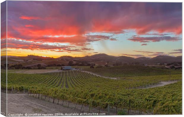 Fire Over Vineyard Canvas Print by jonathan nguyen