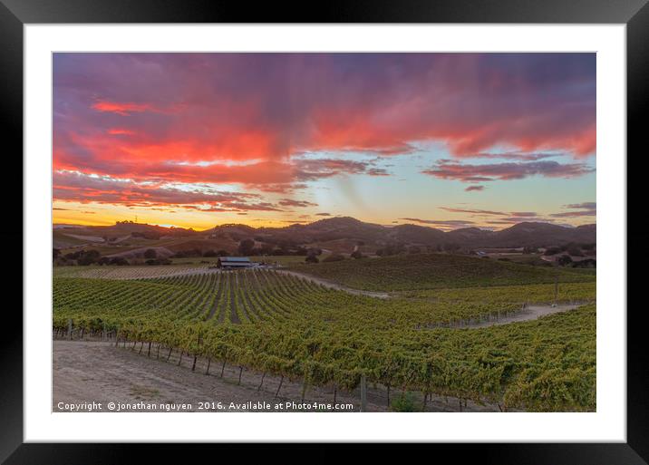 Fire Over Vineyard Framed Mounted Print by jonathan nguyen
