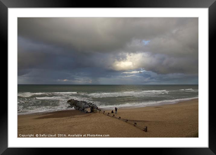 Stormy Horsey Beach Framed Mounted Print by Sally Lloyd