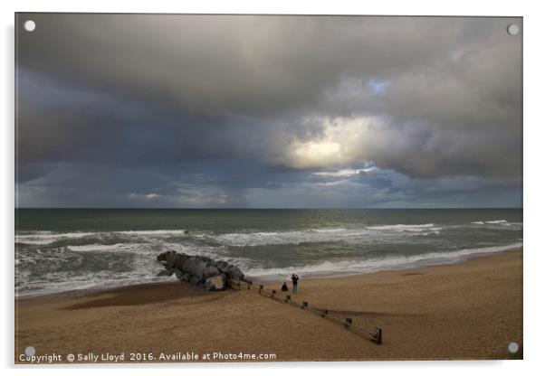 Stormy Horsey Beach Acrylic by Sally Lloyd