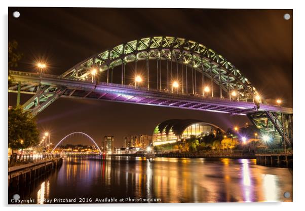 Tyne Bridge at Night Acrylic by Ray Pritchard