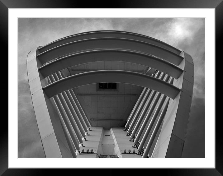 Spinnaker tower - close upshot B&W Framed Mounted Print by Donna Collett