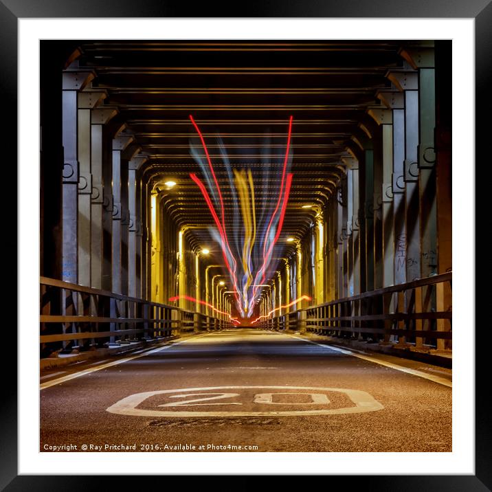 Bus Trails on the High Level Bridge Framed Mounted Print by Ray Pritchard