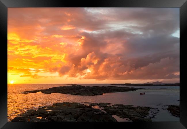 Sunset at Sanna Bay Framed Print by Derek Beattie