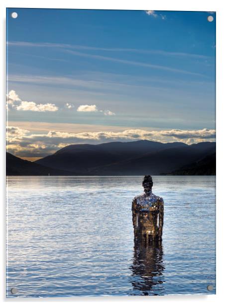 "Still" The mirrorman on Loch Earn Acrylic by Tommy Dickson