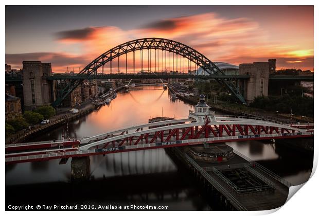 Sunrise over the Tyne Print by Ray Pritchard