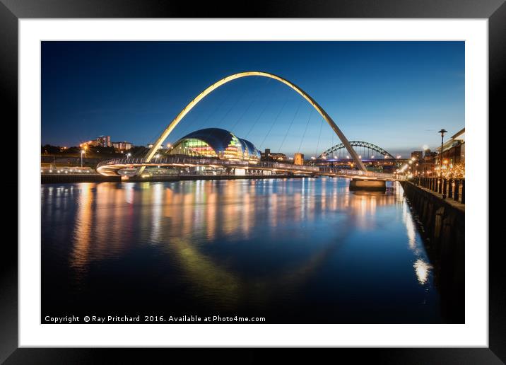 Gateshead Millennium Bridge Framed Mounted Print by Ray Pritchard