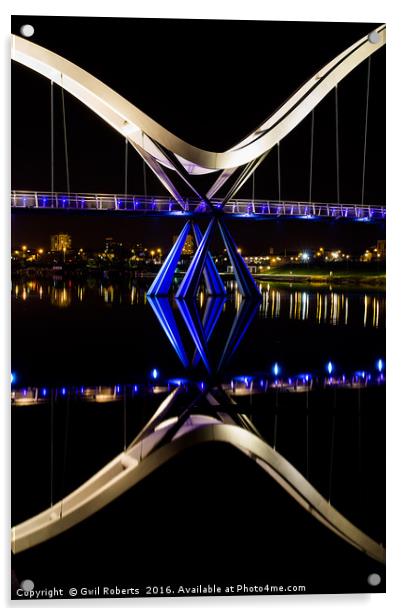 Infinity Bridge, Stockton, Teeside Acrylic by Gwil Roberts