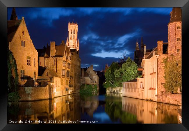 Bruges by night Framed Print by Gwil Roberts