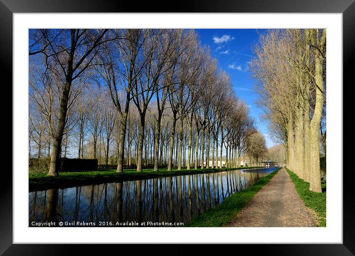 Canal Pathway Belgium Framed Mounted Print by Gwil Roberts