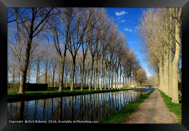 Canal Pathway Belgium Framed Print by Gwil Roberts