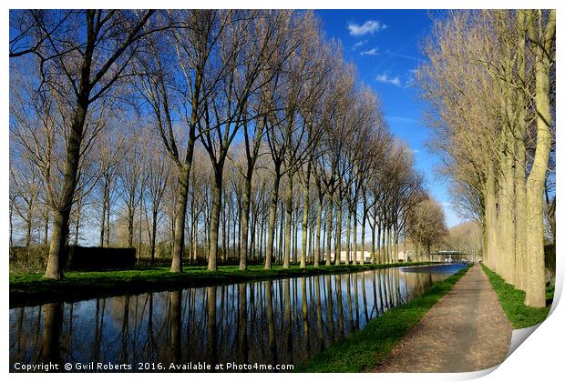 Canal Pathway Belgium Print by Gwil Roberts