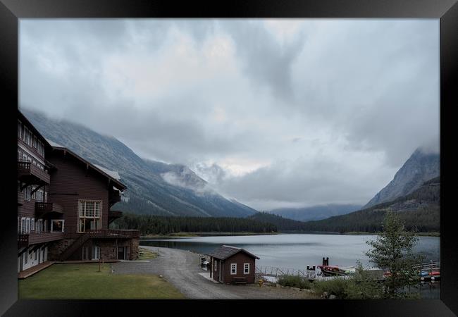 The View from Many Glacier Hotel Framed Print by Belinda Greb