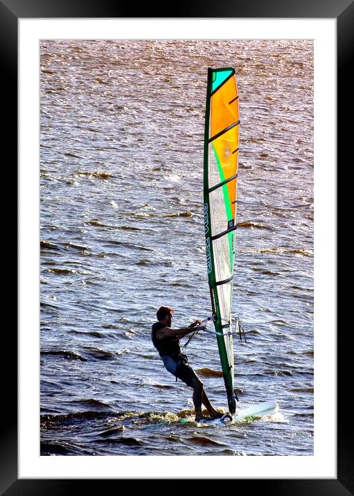 Wind-surfing in the afternoon           Framed Mounted Print by Peter Balfour
