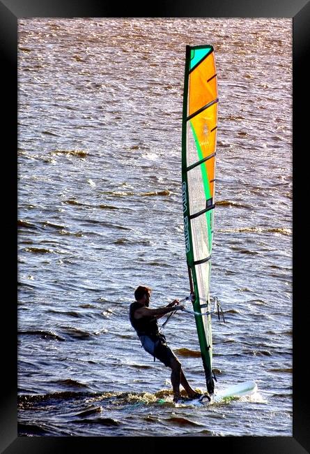 Wind-surfing in the afternoon           Framed Print by Peter Balfour