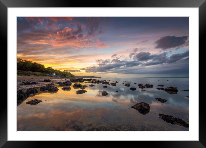 Woodside Bay Sunset Framed Mounted Print by Wight Landscapes