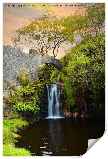 Summer waterfall Print by Derrick Fox Lomax