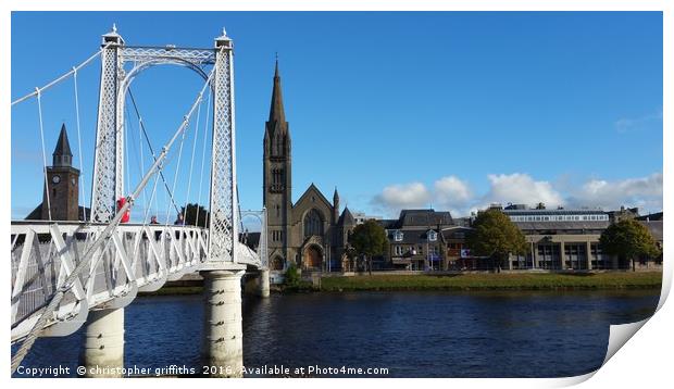 Grieg St Bridge & Free Church Side by Side Print by christopher griffiths