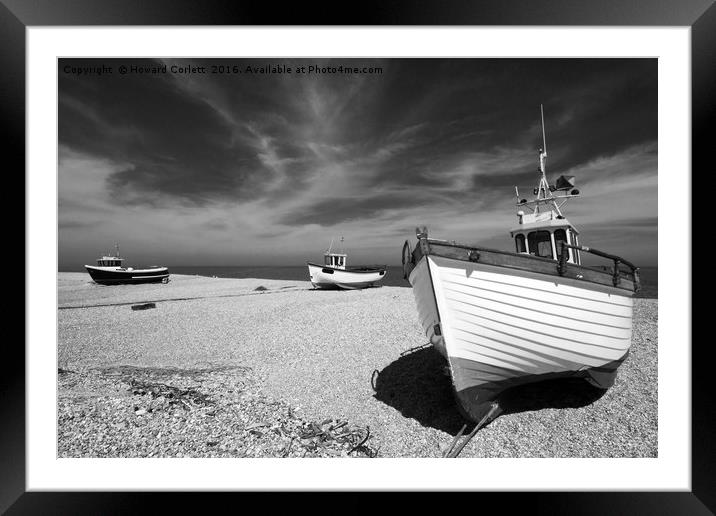 Dungeness Trio monochrome Framed Mounted Print by Howard Corlett