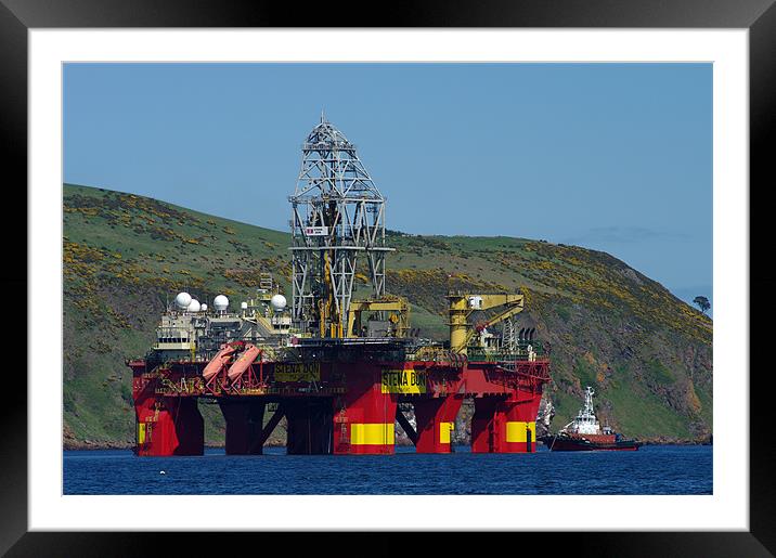 Oil Rig in Cromarty Firth Framed Mounted Print by Jacqi Elmslie