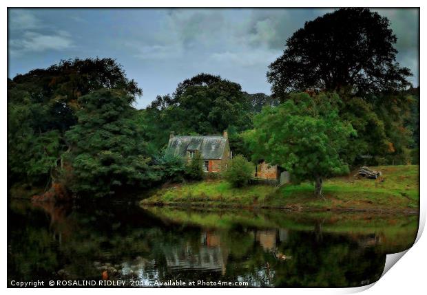 "STORM CLOUDS GATHER OVER THE RIVERSIDE COTTAGE" Print by ROS RIDLEY