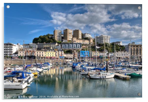 Torquay Harbour Reflections Acrylic by Rosie Spooner