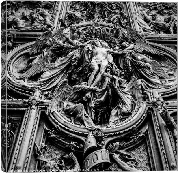 Milan Cathedral BronzeDoor Canvas Print by Andy McGarry