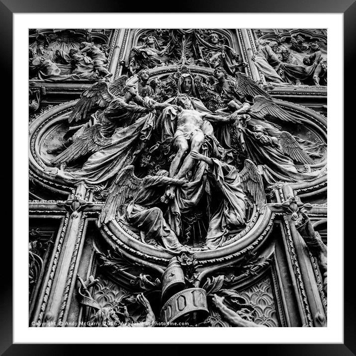Milan Cathedral BronzeDoor Framed Mounted Print by Andy McGarry