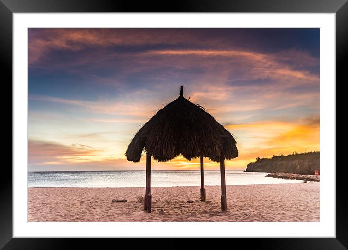   Daabooi beach sunset Curacao Views Framed Mounted Print by Gail Johnson