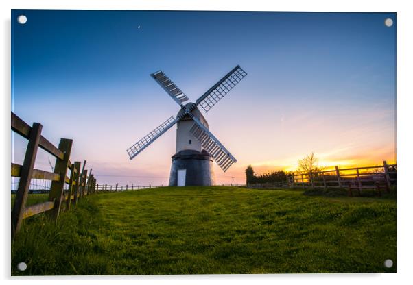 Wrawby Windmill sunset Acrylic by Jason Thompson