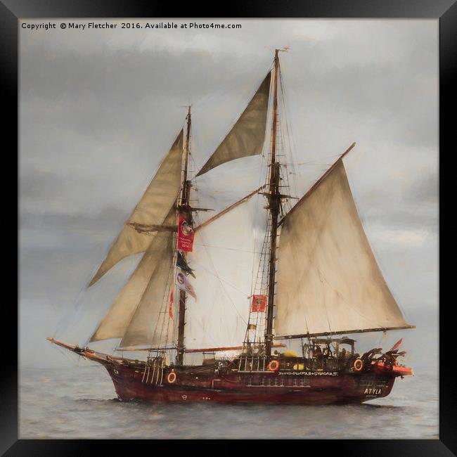 Atyla tall ship Framed Print by Mary Fletcher