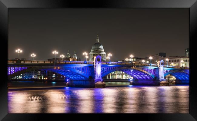Southwark Bridge by Night Framed Print by Colin Allen