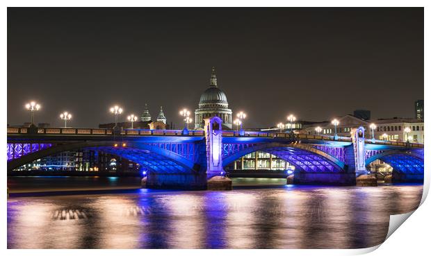 Southwark Bridge by Night Print by Colin Allen