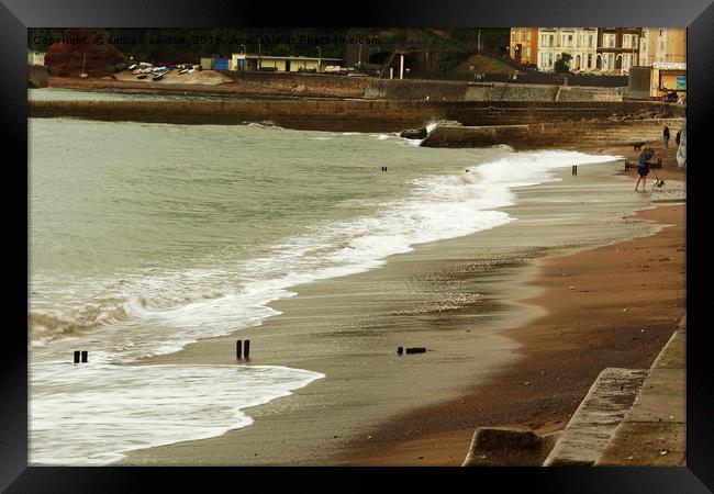 HAVING A PADDLE Framed Print by andrew saxton