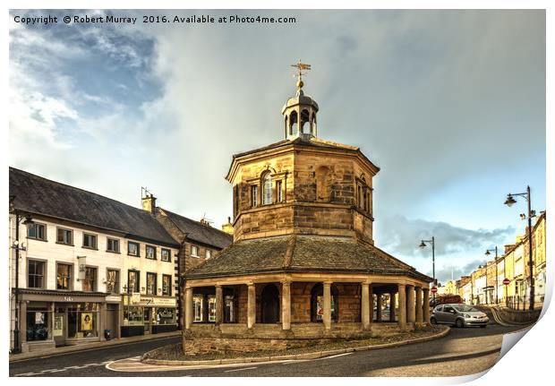 The Market Cross, Barnard Castle. Print by Robert Murray