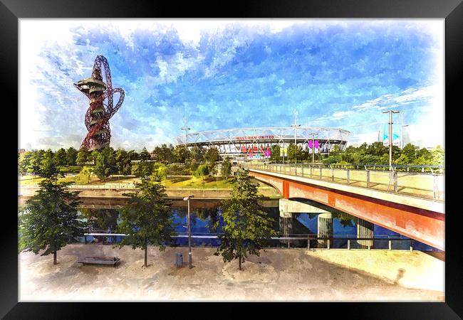 West Ham Olympic Stadium And The Arcelormittal Orb Framed Print by David Pyatt