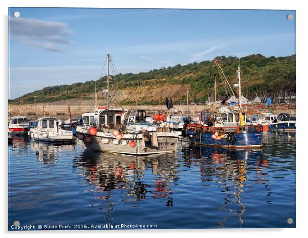 Fishing Boats At Lyme Regis Harbour Acrylic by Susie Peek