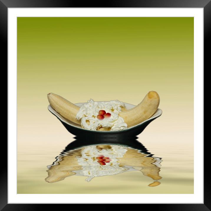 Ripe Yellow Bananas and Cream Framed Mounted Print by David French