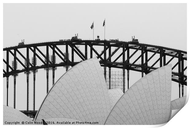 Sydney Opera House and Bridge Print by Colin Woods