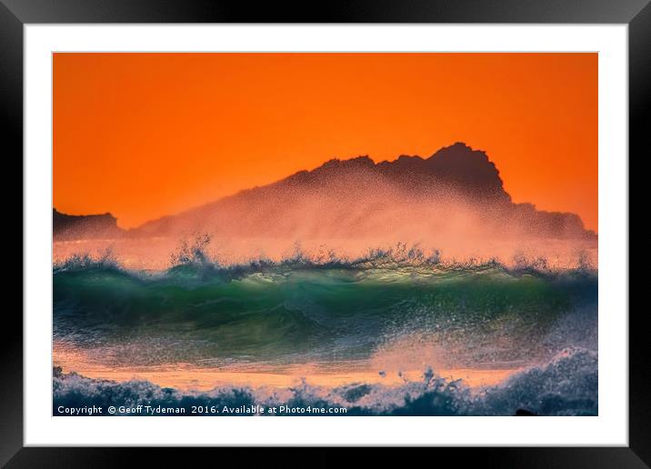 Fistral Sunset Framed Mounted Print by Geoff Tydeman