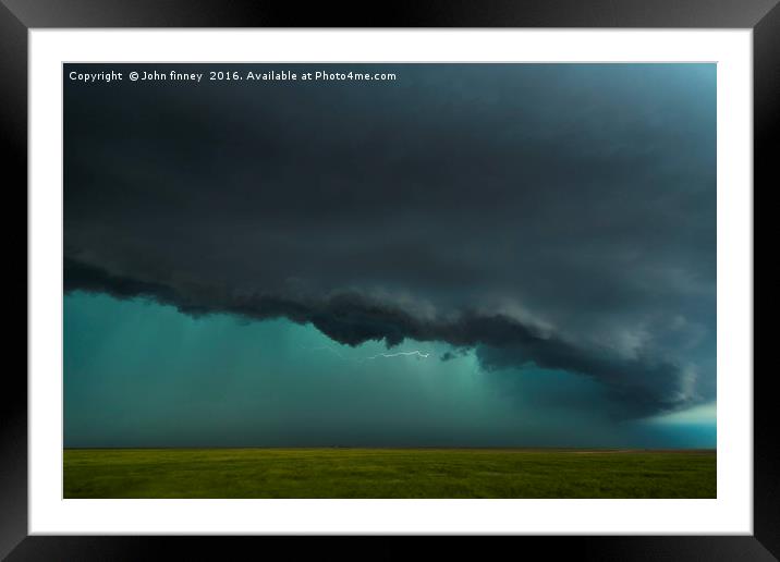 Wall cloud and lightning over Colorado Framed Mounted Print by John Finney