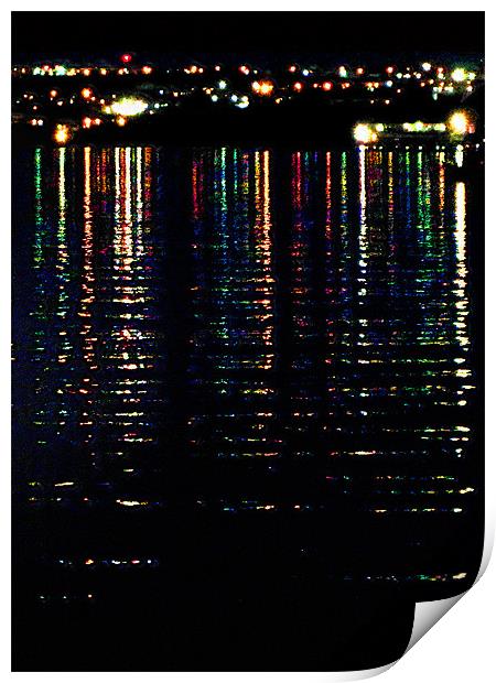 City Lights Upon the Water (2) Print by Mark Sellers