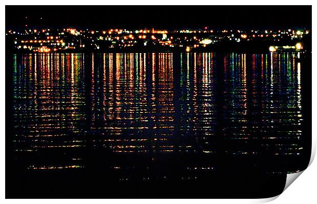 City Lights Upon the Water (1) Print by Mark Sellers